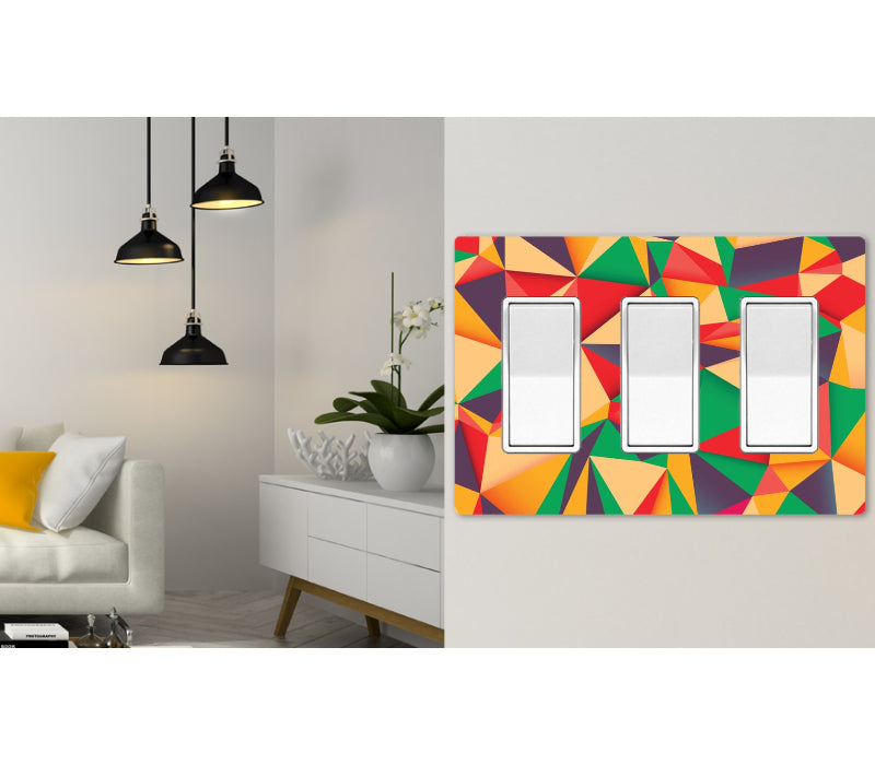 3 Gang Screwless Wall Switch Plate Mosaic Triangles 3