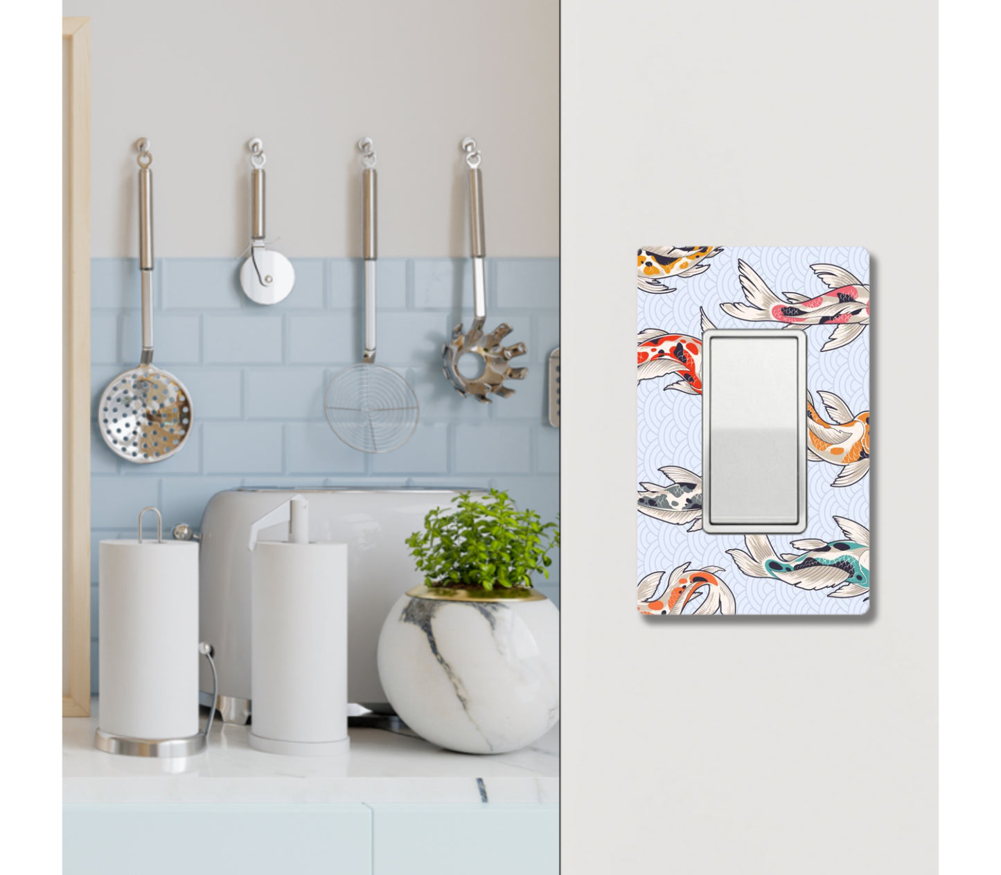 Custom Design Wall Plate 1 Gang | Koi Fish Pond