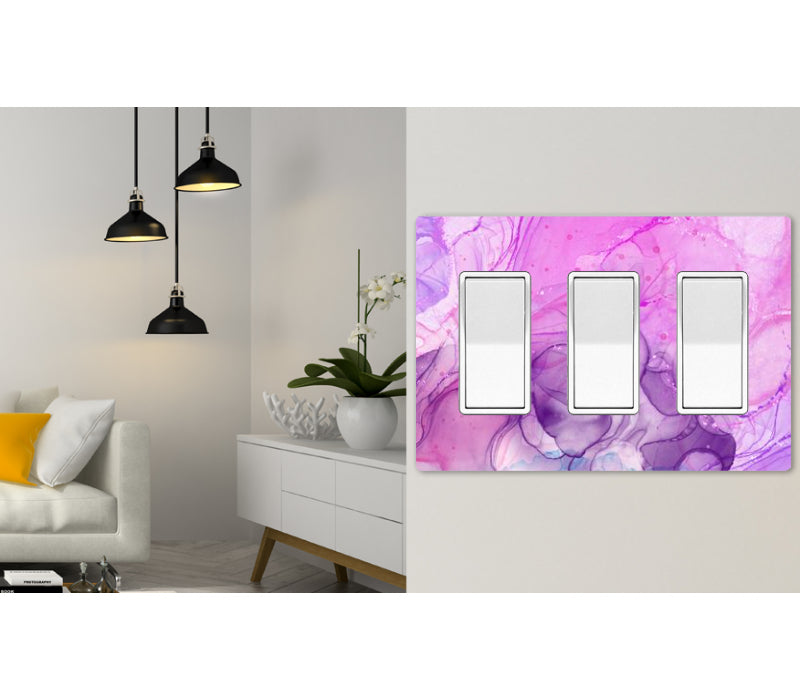 3 Gang Screwless Wall Switch Plate White - Customizable