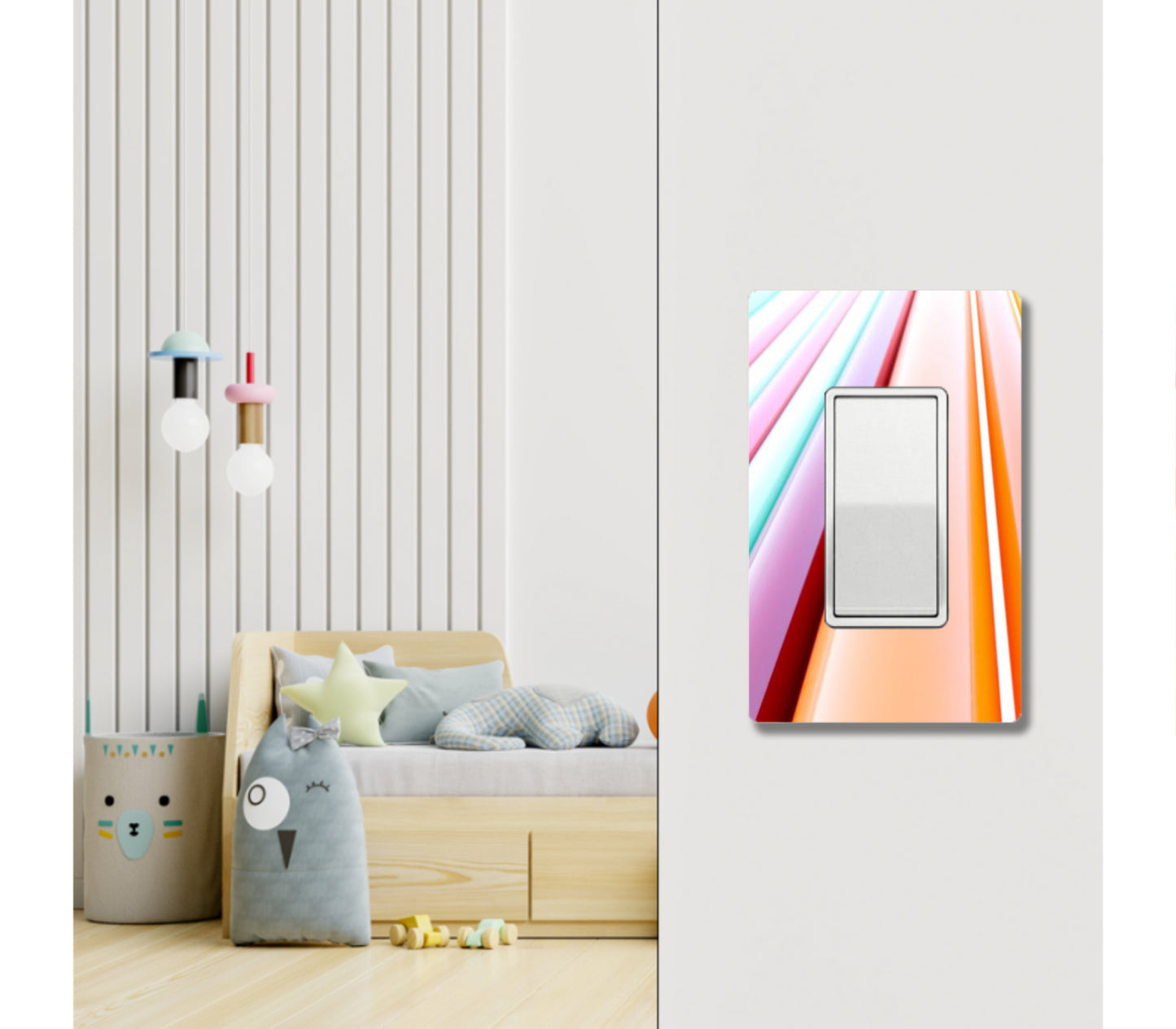 1 Gang Wall Plate Screwless Straight Rainbow