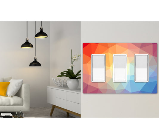 3 Gang Screwless Wall Switch Plate Cover Rainbow Abstract