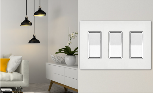 3 Gang Screwless Wall Switch Plate White - Customizable