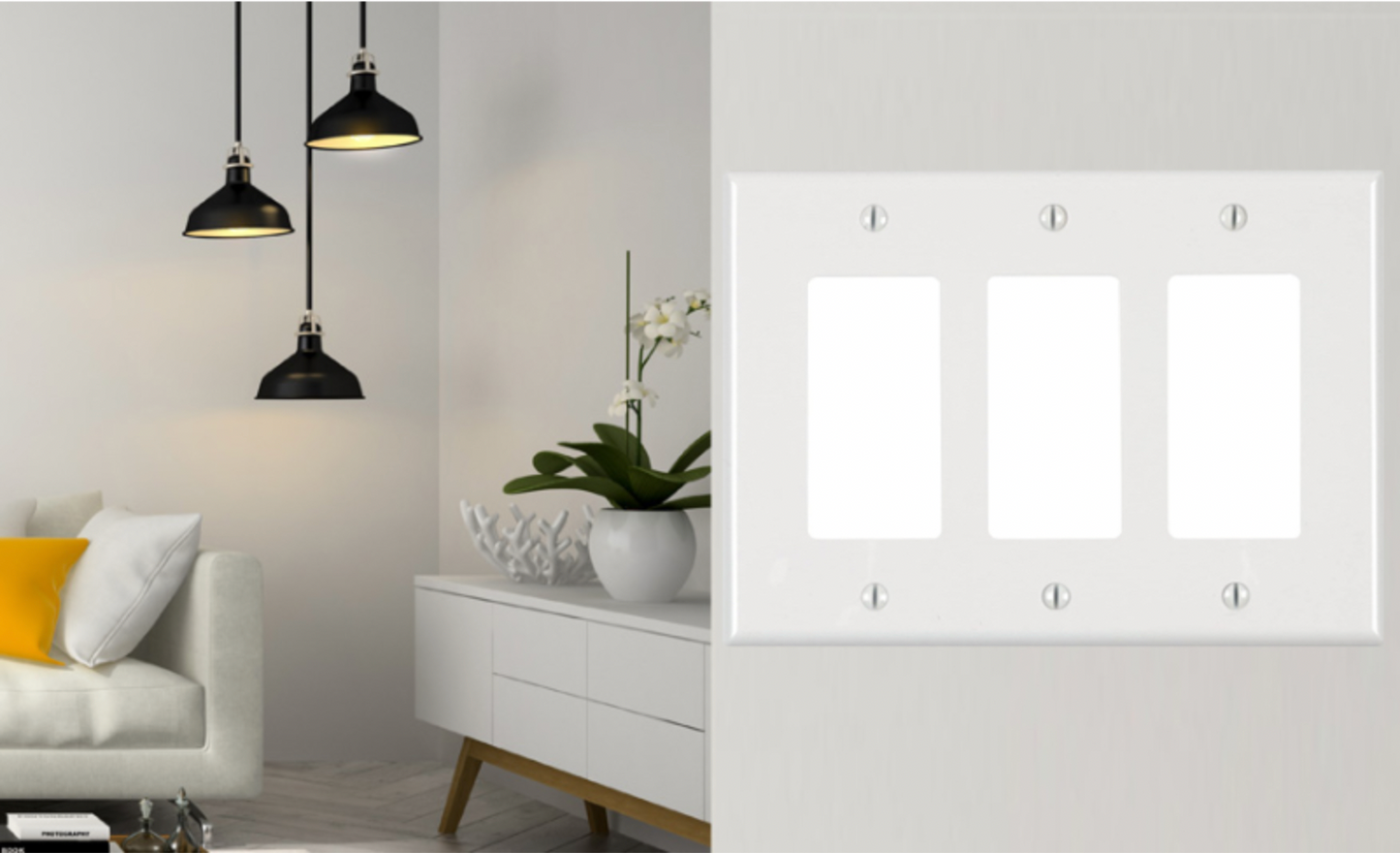 3 Gang Traditional Wall Switch Plate Cover White Design Your Own