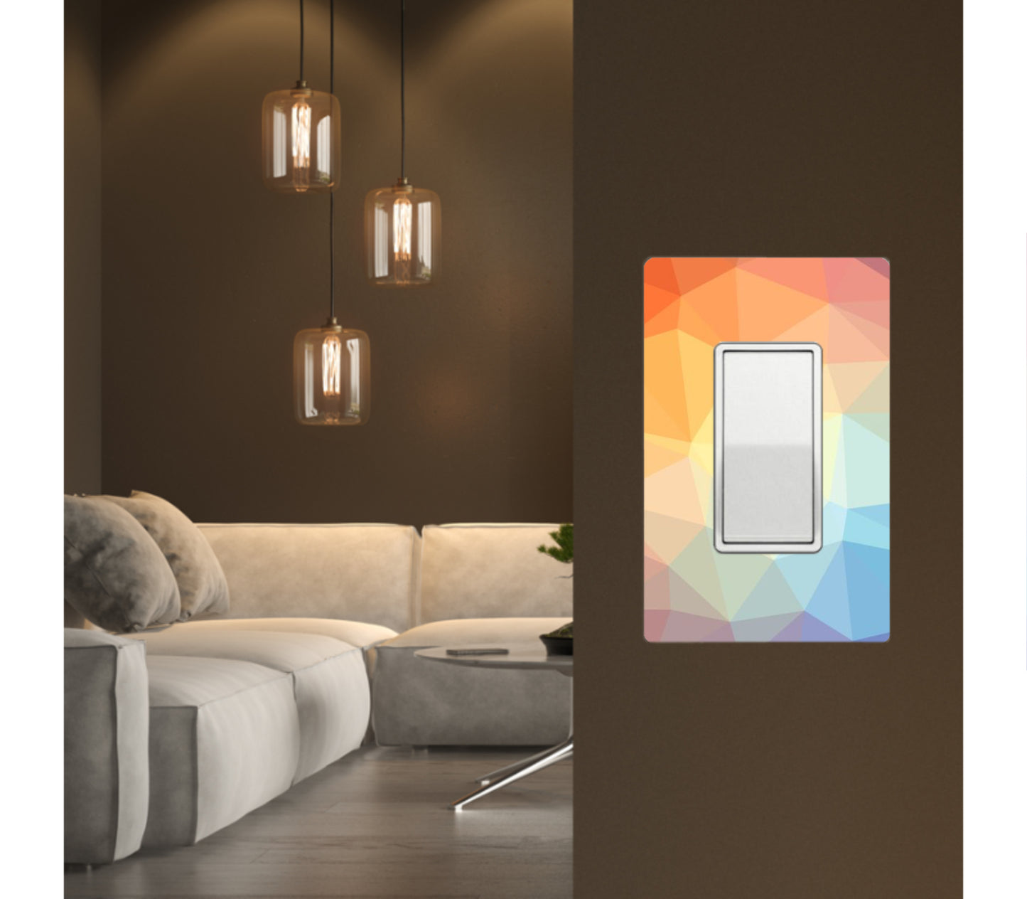 Custom Wall Plate 1 Gang Screwless Abstract rainbow