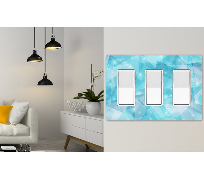 3 Gang Screwless Wall Switch Plate Blue Skies 2