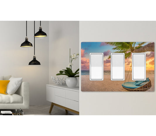 3 Gang Screwless Wall Switch Plate Beach Vibe