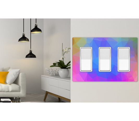 3 Gang Screwless Wall Switch Plate Rainbow Triangle 3