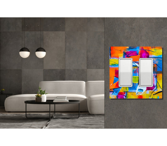 2 Gang Wall Plate Screwless Abstract Watercolor art