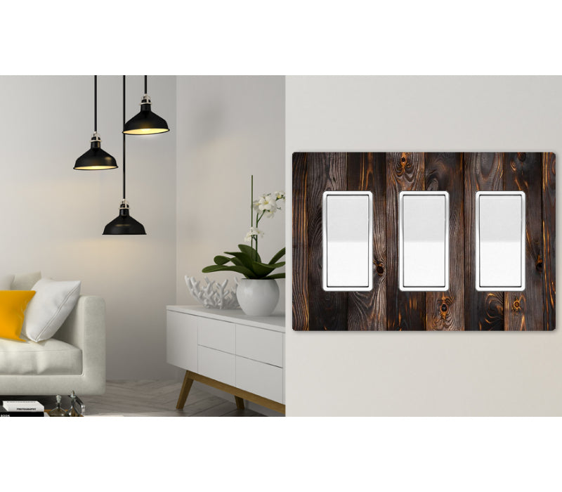 3 Gang Screwless Wall Switch Plate White - Customizable